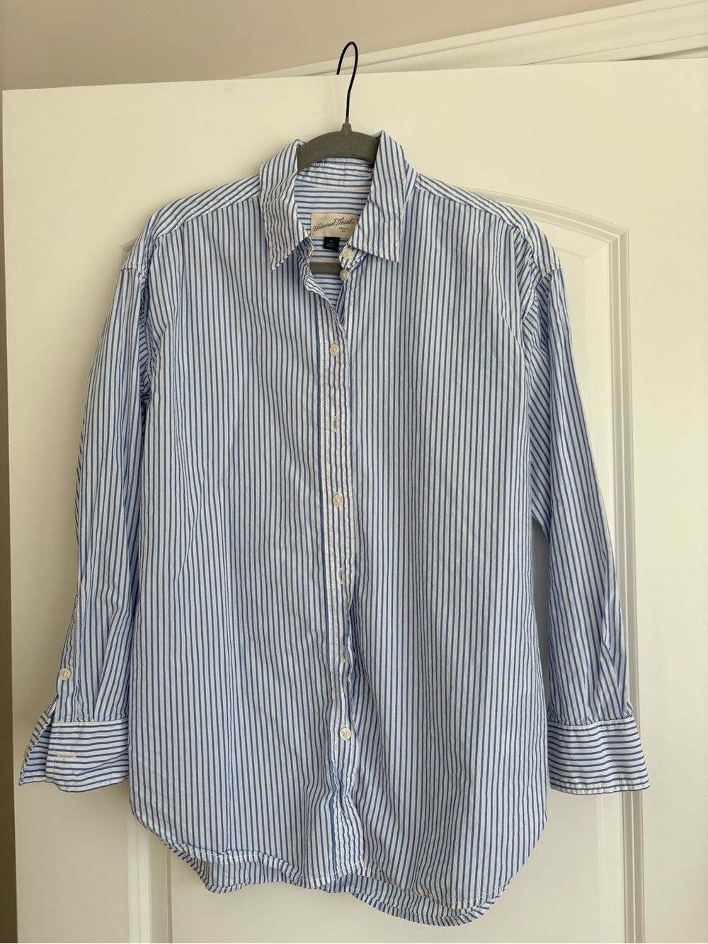 Universal Thread Light Blue & White Vertical Stripe Button-Up Shirt